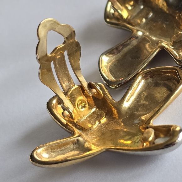 Vintage X earrings clip on gold and silver tone alphabet monogram letter - Picture 9 of 11